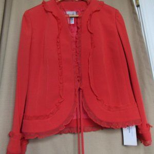 С$695 Sunny Choi Women Jacket, New,Color:Orange/Red, Silk, sz. 8, made in Canada